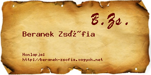 Beranek Zsófia névjegykártya